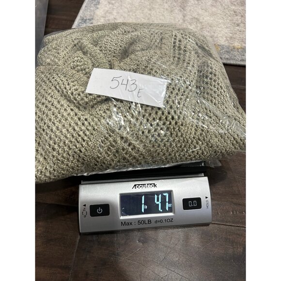 Oversized Womens Beige Open Knit Long-Sleeve Rounded Hem Sweater - Picture 7 of 7